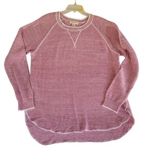 Cotton Country by PARKHURST Pink Xl Long Sleeve Sweater Crew Neck 100% Cotten